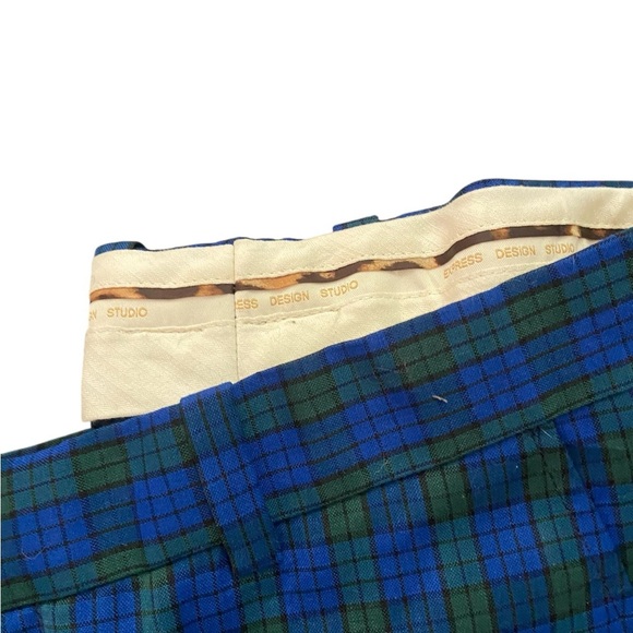 Express Wool Men’s Pants Blue Green Check Unhemmed 32x35 - Picture 2 of 4